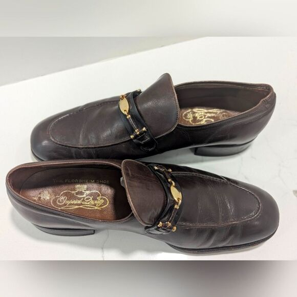 Florsheim Imperial Men Brown Leather Dress Horsebit Loafers Shoes Sz 9 Vintage main image 5
